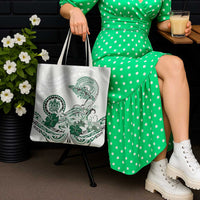 Polynesian Manta Ray Tote Bag Green Floral Turtle Tattoo - Polynesian Pride
