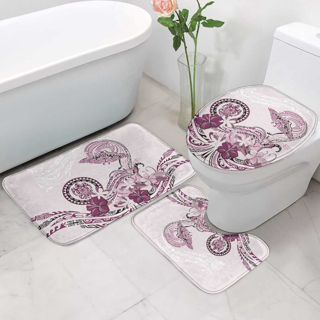 Polynesian Manta Ray Bathroom Set Pink Floral Turtle Tattoo - Polynesian Pride
