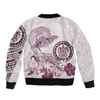 Polynesian Manta Ray Bomber Jacket Pink Floral Turtle Tattoo - Polynesian Pride