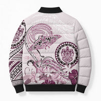 Polynesian Manta Ray Bomber Puffer Jacket Pink Floral Turtle Tattoo - Polynesian Pride