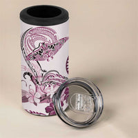 Polynesian Manta Ray 4 in 1 Can Cooler Tumbler Pink Floral Turtle Tattoo - Polynesian Pride