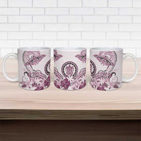 Polynesian Manta Ray Ceramic Mug Pink Floral Turtle Tattoo - Polynesian Pride