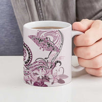 Polynesian Manta Ray Ceramic Mug Pink Floral Turtle Tattoo - Polynesian Pride