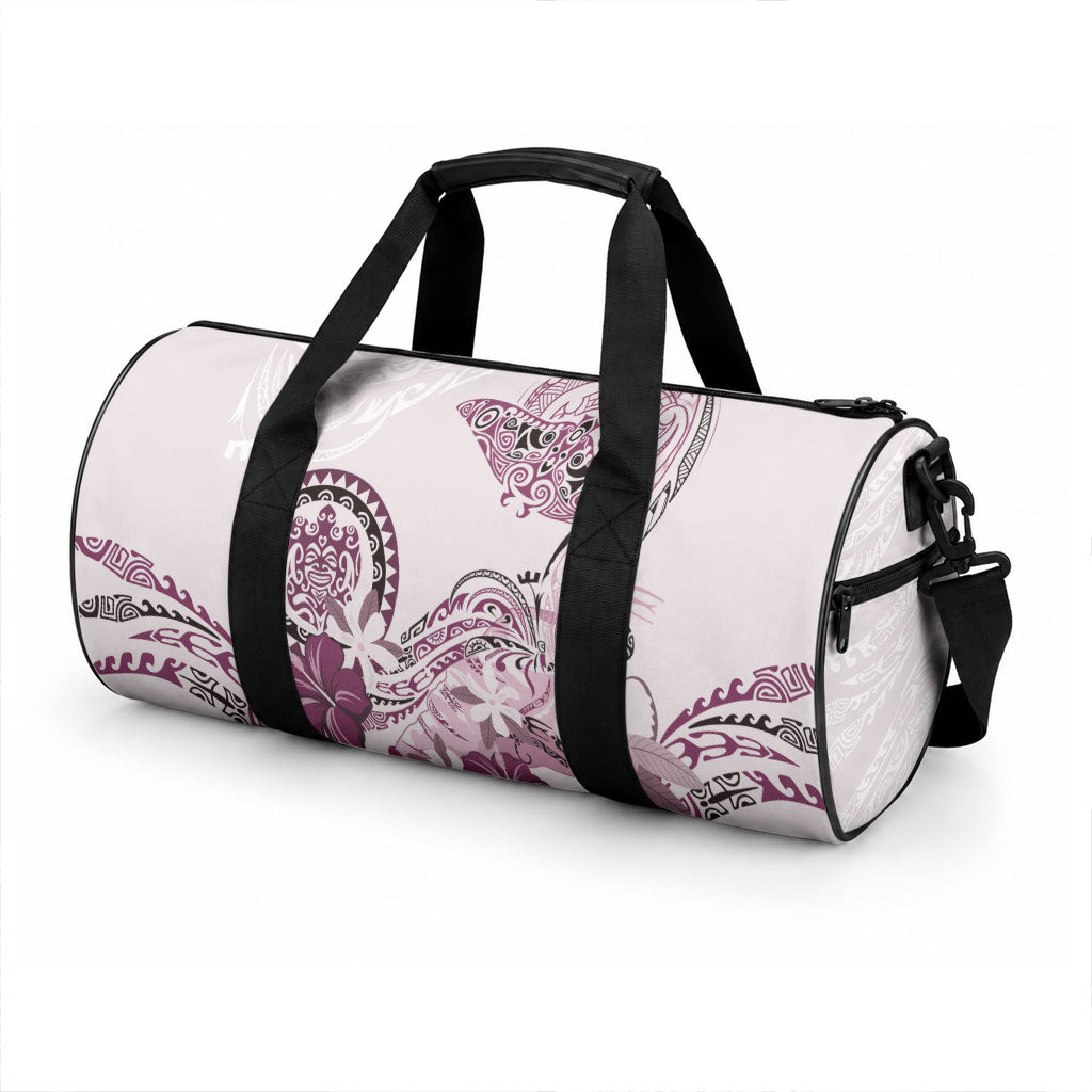 Polynesian Manta Ray Duffle Bag Pink Floral Turtle Tattoo LT9 - Polynesian Pride