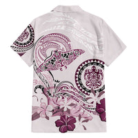 Polynesian Manta Ray Family Matching Summer Maxi Dress and Hawaiian Shirt Pink Floral Turtle Tattoo - Polynesian Pride