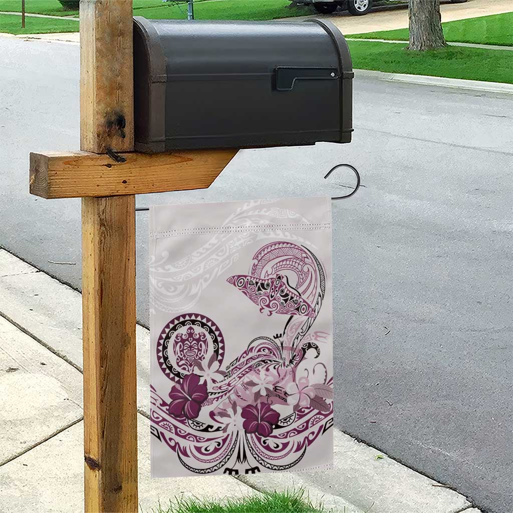 Polynesian Manta Ray Garden Flag Pink Floral Turtle Tattoo - Polynesian Pride