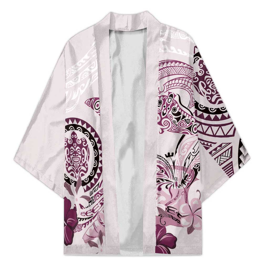 Polynesian Manta Ray Kimono Pink Floral Turtle Tattoo - Polynesian Pride