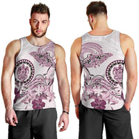 Polynesian Manta Ray Men Tank Top Pink Floral Turtle Tattoo - Polynesian Pride