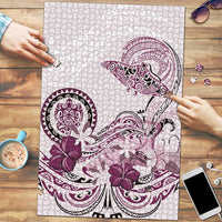 Polynesian Manta Ray Puzzle Pink Floral Turtle Tattoo - Polynesian Pride