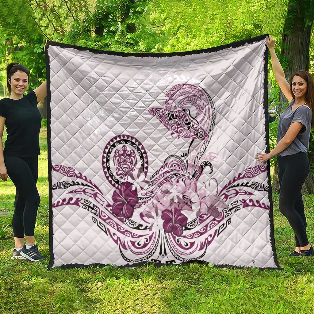 Polynesian Manta Ray Quilt Pink Floral Turtle Tattoo - Polynesian Pride