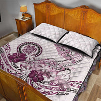 Polynesian Manta Ray Quilt Bed Set Pink Floral Turtle Tattoo - Polynesian Pride