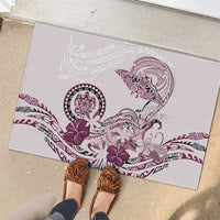 Polynesian Manta Ray Rubber Doormat Pink Floral Turtle Tattoo - Polynesian Pride