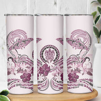 Polynesian Manta Ray Skinny Tumbler Pink Floral Turtle Tattoo - Polynesian Pride