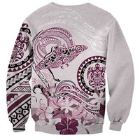 Polynesian Manta Ray Sweatshirt Pink Floral Turtle Tattoo - Polynesian Pride