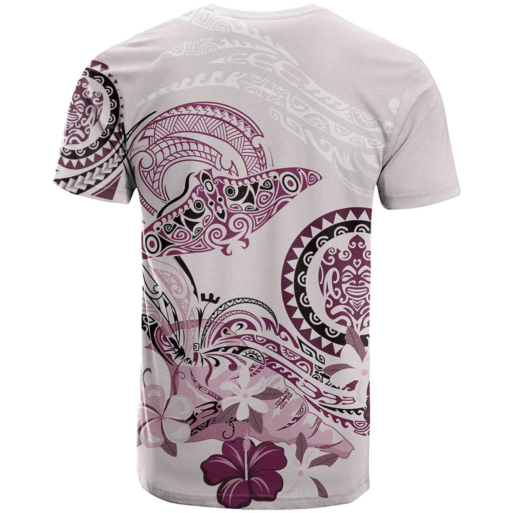 Polynesian Manta Ray T Shirt Pink Floral Turtle Tattoo - Polynesian Pride