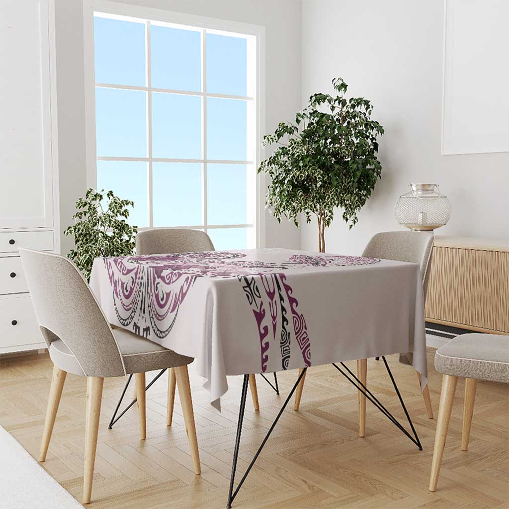 Polynesian Manta Ray Tablecloth Pink Floral Turtle Tattoo - Polynesian Pride