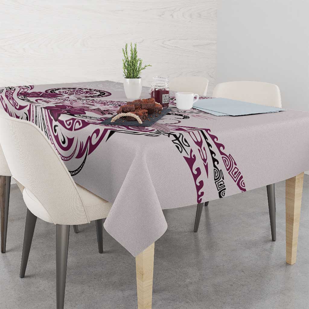 Polynesian Manta Ray Tablecloth Pink Floral Turtle Tattoo - Polynesian Pride