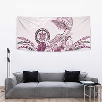Polynesian Manta Ray Tapestry Pink Floral Turtle Tattoo - Polynesian Pride