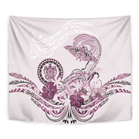 Polynesian Manta Ray Tapestry Pink Floral Turtle Tattoo - Polynesian Pride