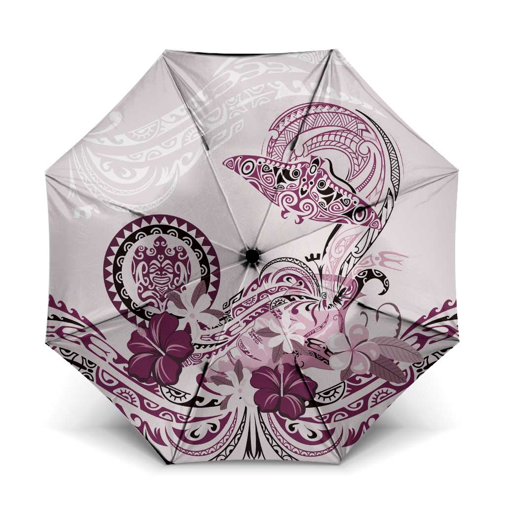 Polynesian Manta Ray Umbrella Pink Floral Turtle Tattoo - Polynesian Pride