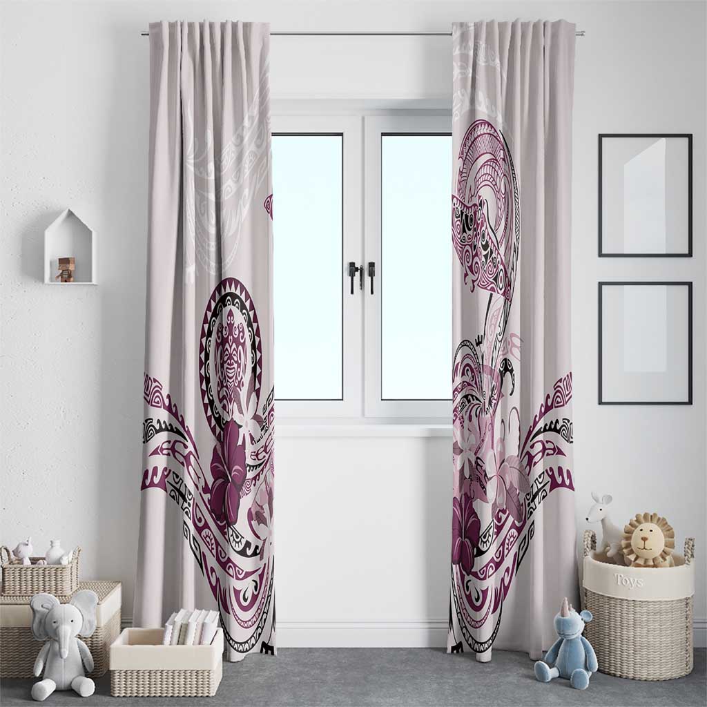 Polynesian Manta Ray Window Curtain Pink Floral Turtle Tattoo - Polynesian Pride