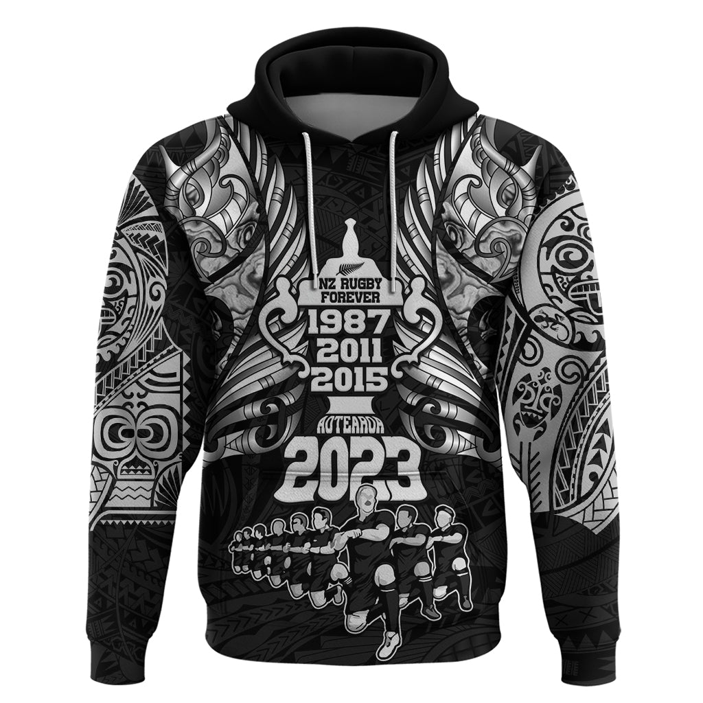 New Zealand Rugby Hoodie Black Haka Dance With NZ Champions History LT9 Black - Polynesian Pride