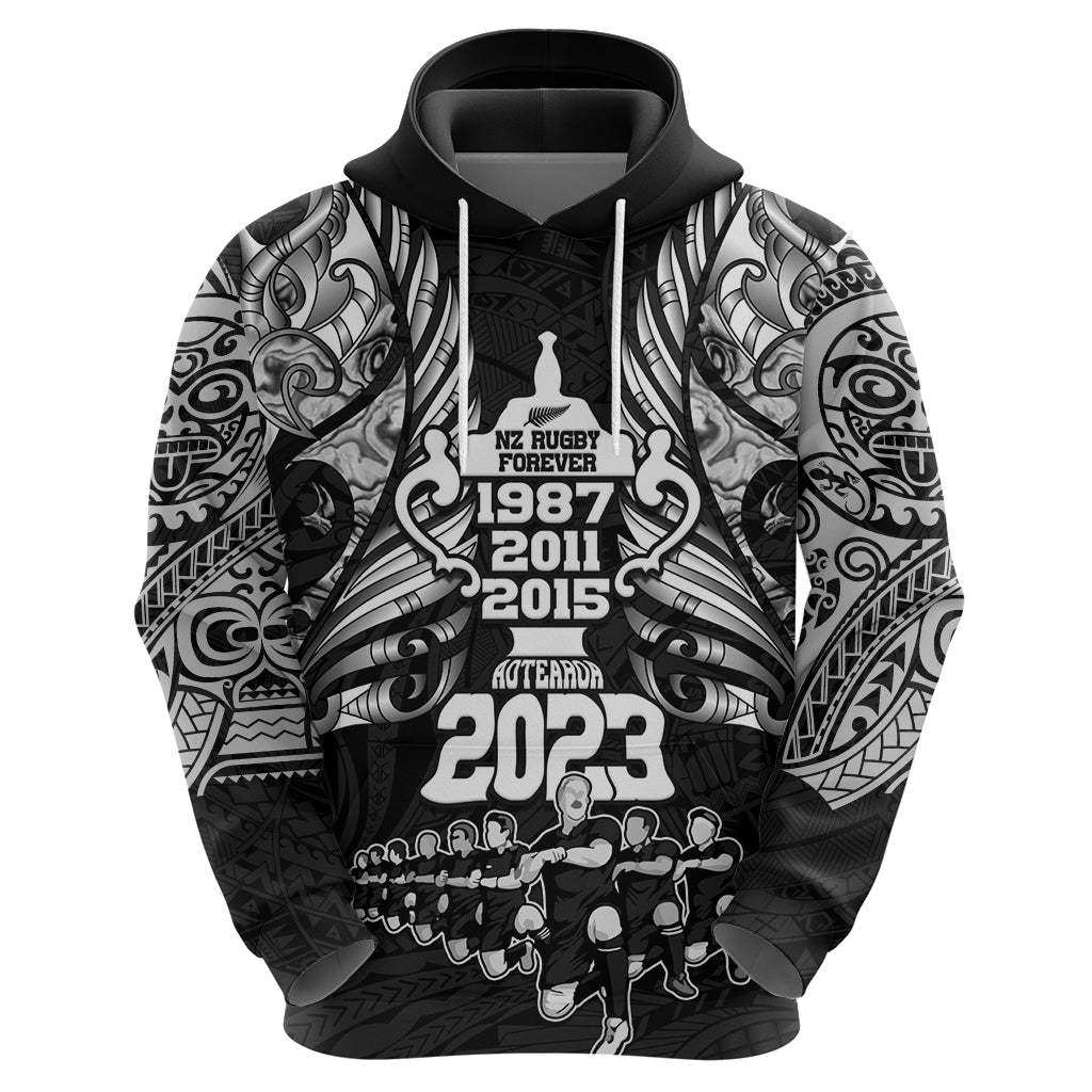 Custom New Zealand Rugby Hoodie Black Haka Dance With NZ Champions History LT9 - Polynesian Pride