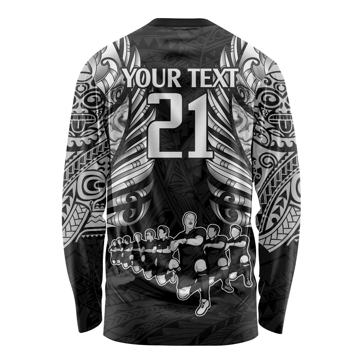 Custom New Zealand Rugby Long Sleeve Shirt Black Haka Dance With NZ Champions History LT9 - Polynesian Pride