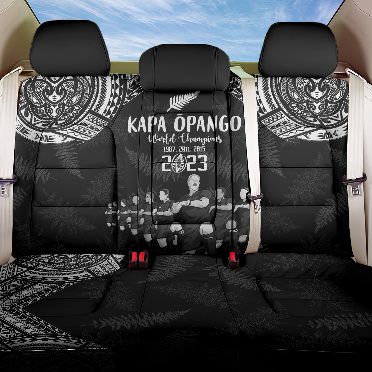 NZ Rugby Back Car Seat Cover Kapa Opango Maori Haka With Years of The All Black Champions