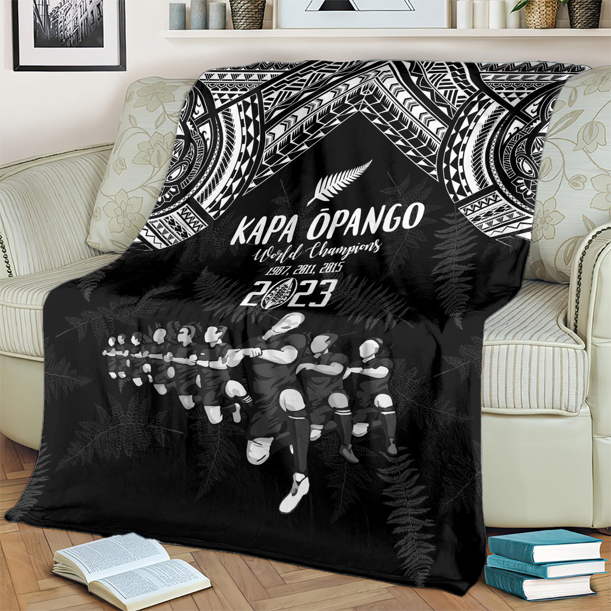 NZ Rugby Blanket Kapa Opango Maori Haka With Years of The All Black Champions LT9 - Polynesian Pride