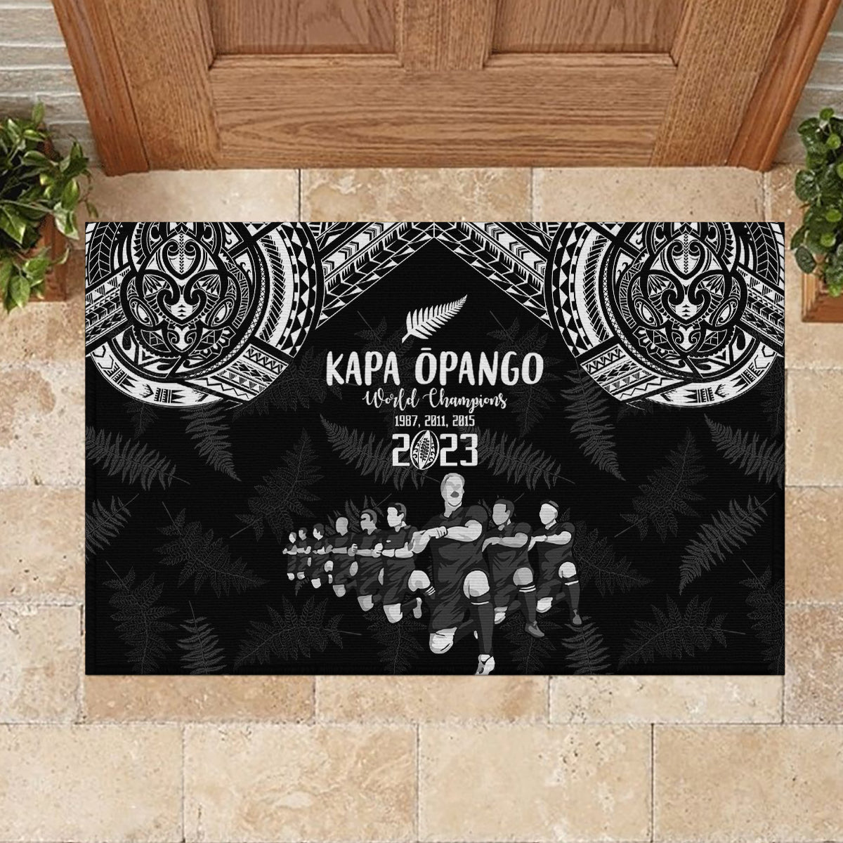 NZ Rugby Rubber Doormat Kapa Opango Maori Haka With Years of The All Black Champions LT9 - Polynesian Pride