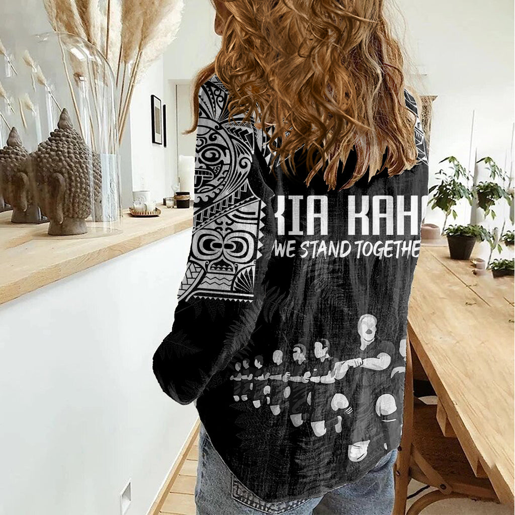 NZ Rugby Women Casual Shirt Kapa Opango Maori Haka With Years of The All Black Champions LT9 - Polynesian Pride