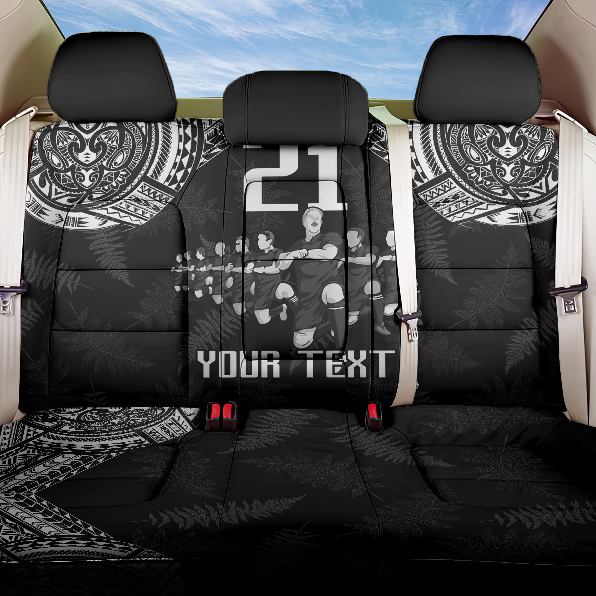 Custom NZ Rugby Back Car Seat Cover Kapa Opango Maori Haka With Years of The All Black Champions