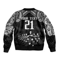 Custom NZ Rugby Sleeve Zip Bomber Jacket Kapa Opango Maori Haka With Years of The All Black Champions LT9 - Polynesian Pride