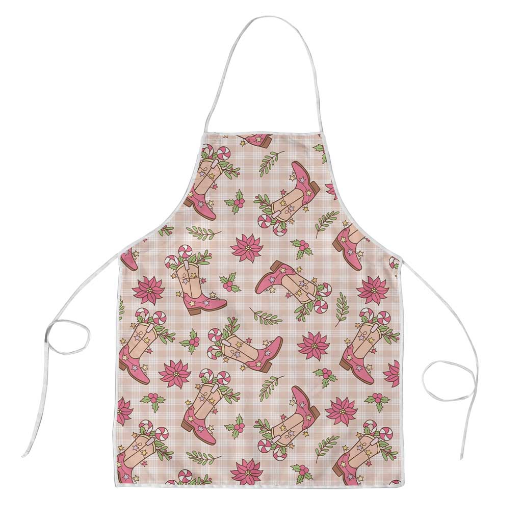Beige Paniolo Palaka Hawaiian Cowgirl Christmas Apron - Polynesian Pride