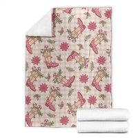 Beige Paniolo Palaka Hawaiian Cowgirl Christmas Blanket - Polynesian Pride