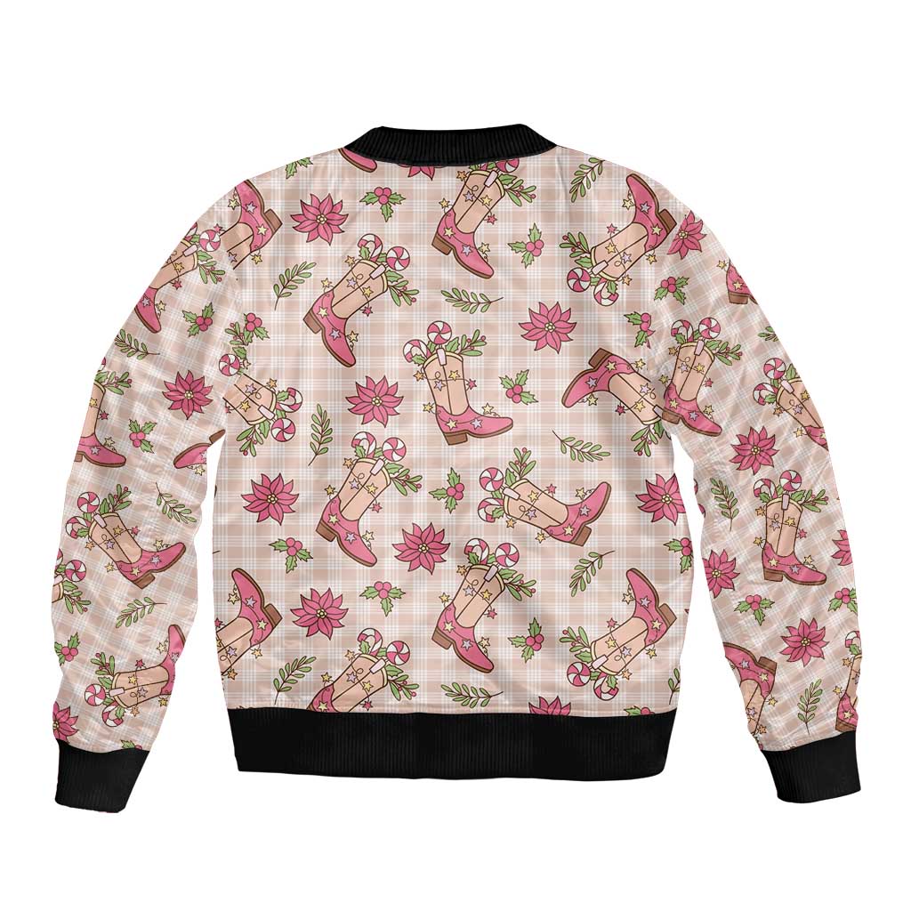 Beige Paniolo Palaka Hawaiian Cowgirl Christmas Bomber Jacket - Polynesian Pride