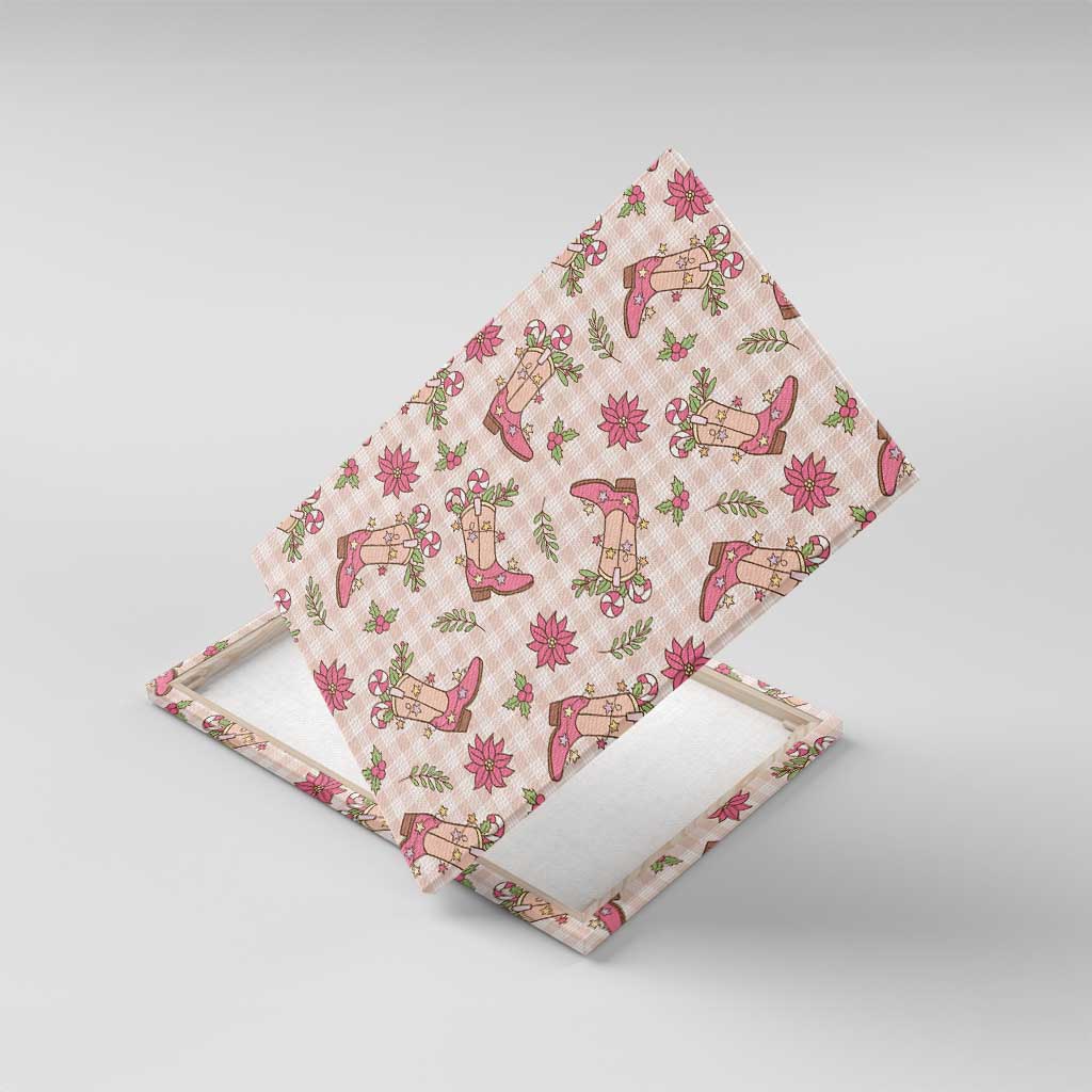 Beige Paniolo Palaka Hawaiian Cowgirl Christmas Canvas Wall Art - Polynesian Pride