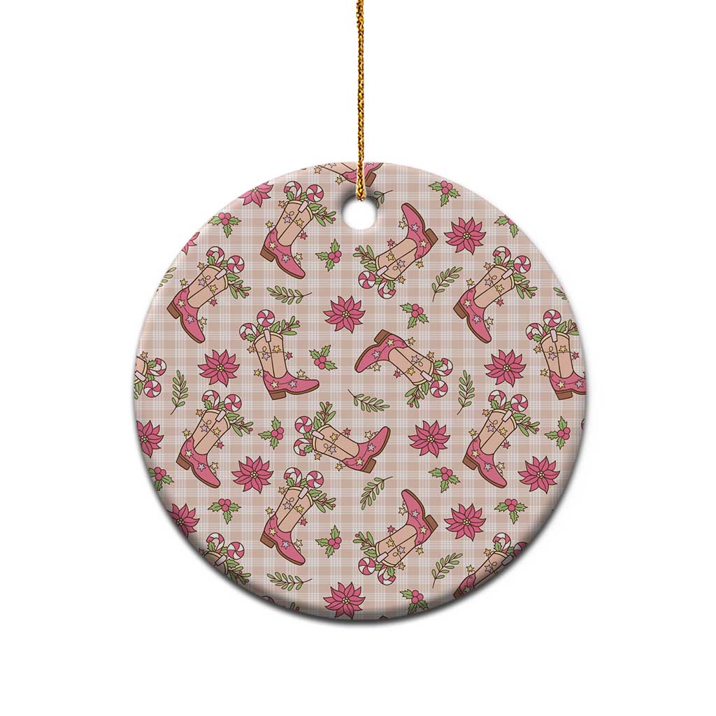 Beige Paniolo Palaka Hawaiian Cowgirl Christmas Ceramic Ornament - Polynesian Pride