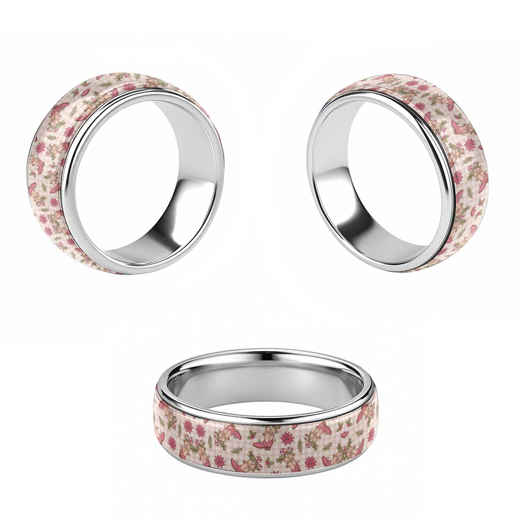 Beige Paniolo Palaka Hawaiian Cowgirl Christmas Classic Ring - Polynesian Pride