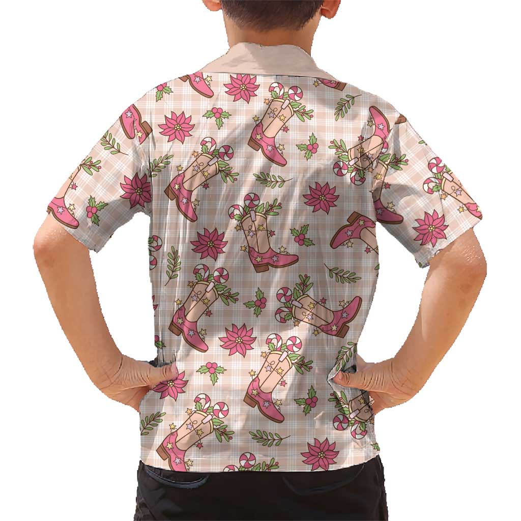 Beige Paniolo Palaka Hawaiian Cowgirl Christmas Family Matching Puletasi and Hawaiian Shirt LT9 - Polynesian Pride