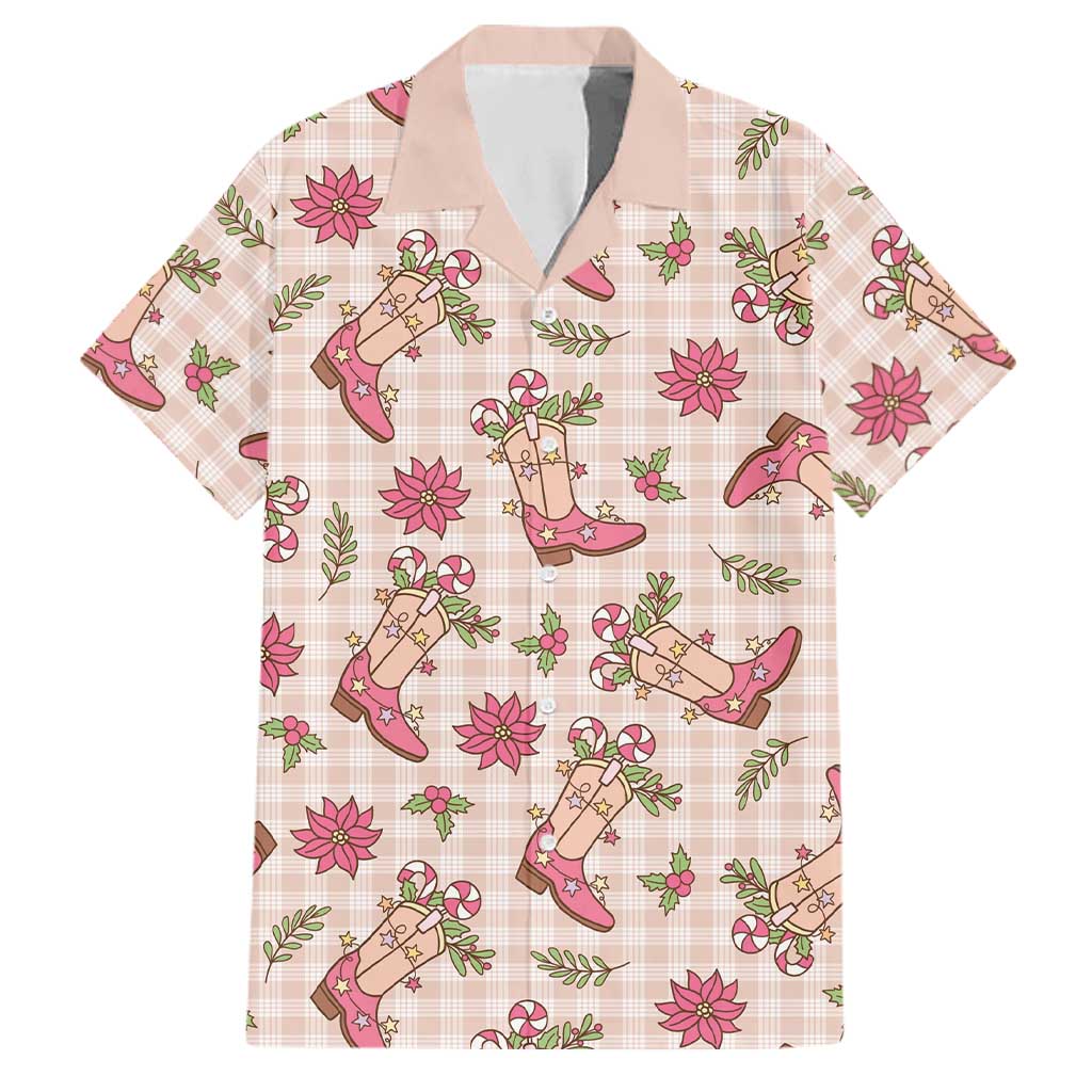 Beige Paniolo Palaka Hawaiian Cowgirl Christmas Family Matching Puletasi and Hawaiian Shirt LT9 Dad's Shirt - Short Sleeve Beige - Polynesian Pride