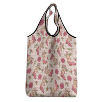 Beige Paniolo Palaka Hawaiian Cowgirl Christmas Grocery Bag - Polynesian Pride