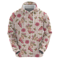 Beige Paniolo Palaka Hawaiian Cowgirl Christmas Hoodie - Polynesian Pride