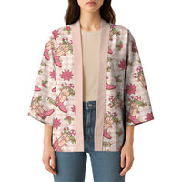 Beige Paniolo Palaka Hawaiian Cowgirl Christmas Kimono - Polynesian Pride