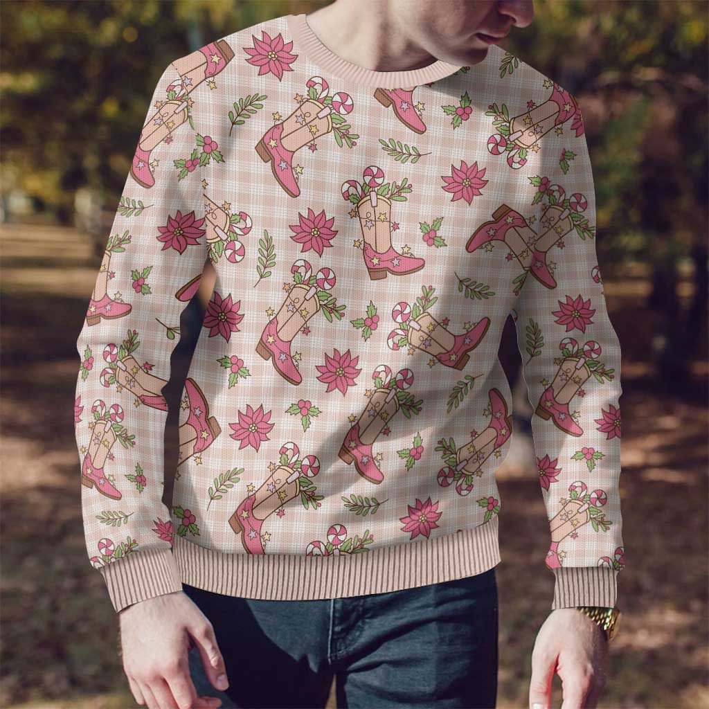 Beige Paniolo Palaka Hawaiian Cowgirl Christmas Ugly Christmas Sweater - Polynesian Pride