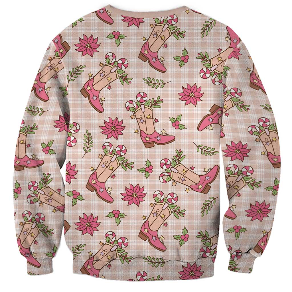 Beige Paniolo Palaka Hawaiian Cowgirl Christmas Sweatshirt - Polynesian Pride