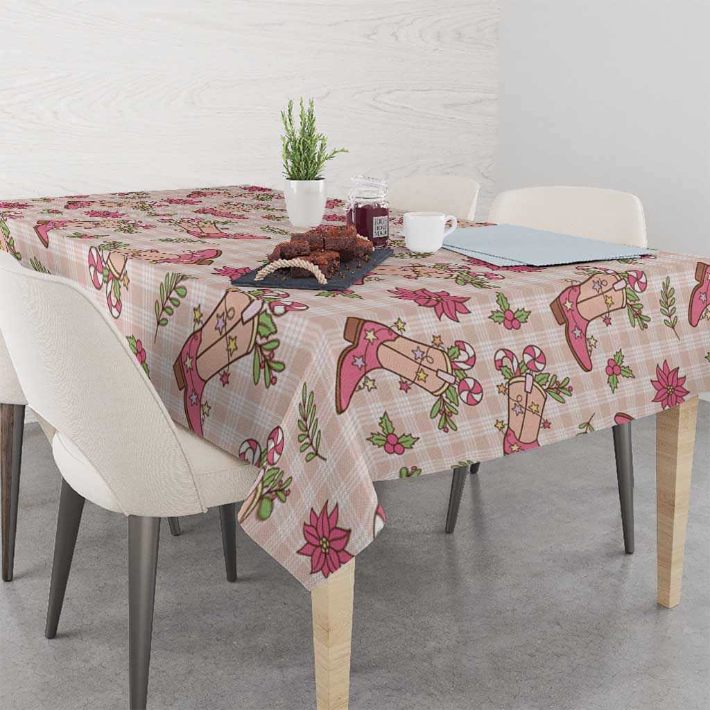Beige Paniolo Palaka Hawaiian Cowgirl Christmas Tablecloth - Polynesian Pride