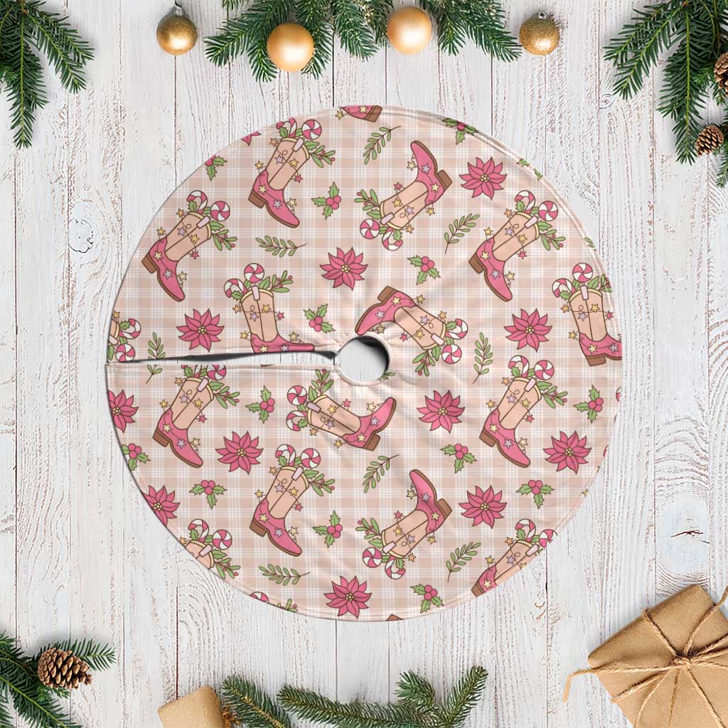 Beige Paniolo Palaka Hawaiian Cowgirl Christmas Tree Skirt - Polynesian Pride