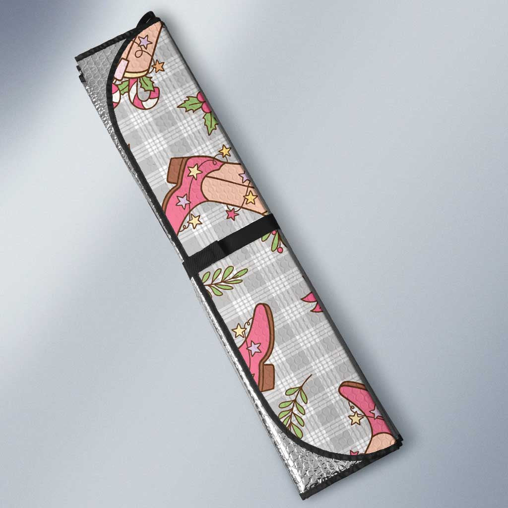 Gray Paniolo Palaka Hawaiian Cowgirl Christmas Auto Sun Shade - Polynesian Pride